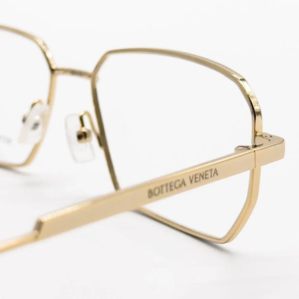 NEW BOTTEGA VENETA EYEGLASSES BV1073O 002 SQUARE GOLD UNISEX EYEWEAR